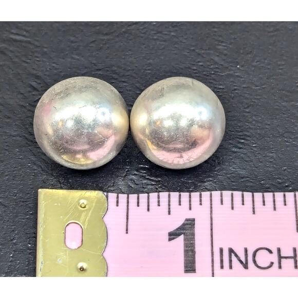 Vintage SU Earrings, 925 Sterling Silver, Butterfly Back, Puffy Round, Thailand - Picture 4 of 4